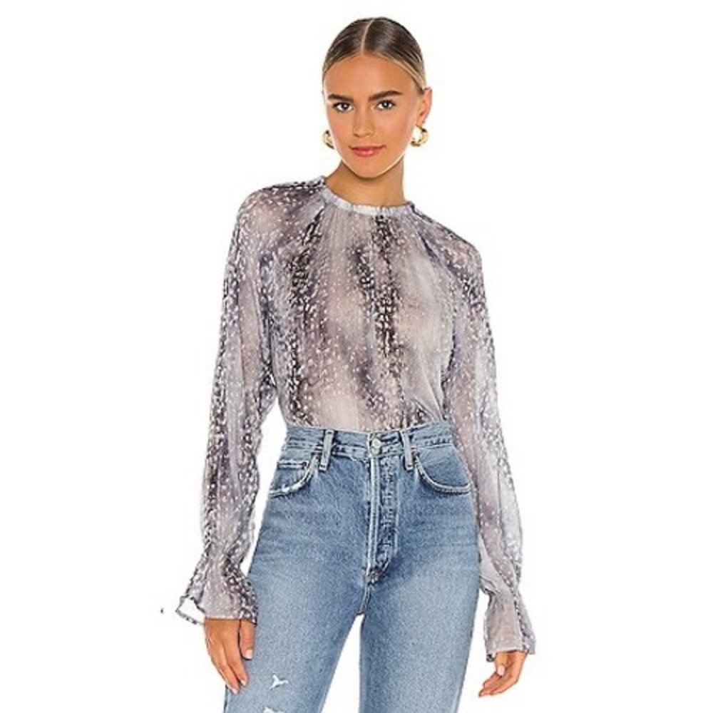 Bella Dahl Raglan Sleeve Elastic Waist Top in Snow Fall Size Small